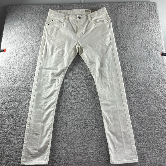 All Saints Jeans Mens 34x32 White Cigarette Skinny Fit Stretch Modern - Picture 1 of 11